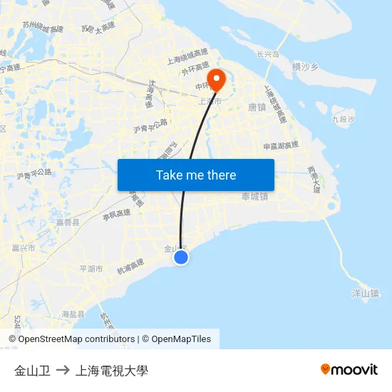 金山卫 to 上海電視大學 map