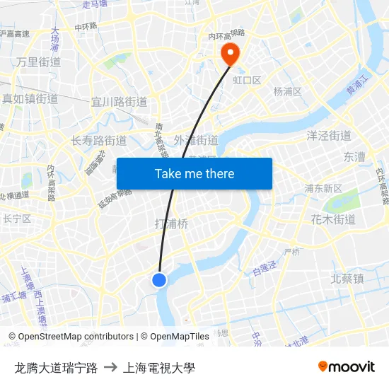 龙腾大道瑞宁路 to 上海電視大學 map