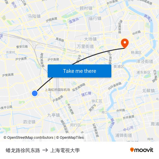 蟠龙路徐民东路 to 上海電視大學 map