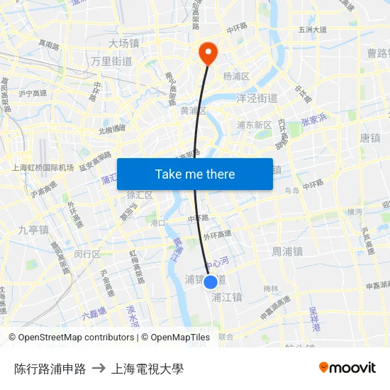 陈行路浦申路 to 上海電視大學 map