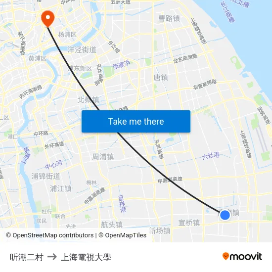 听潮二村 to 上海電視大學 map