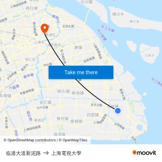 临港大道新泥路 to 上海電視大學 map