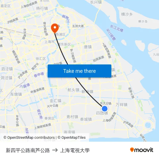 新四平公路南芦公路 to 上海電視大學 map