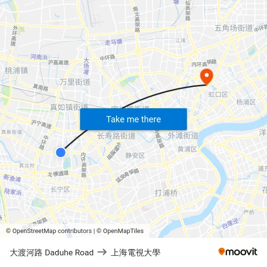 大渡河路 Daduhe Road to 上海電視大學 map