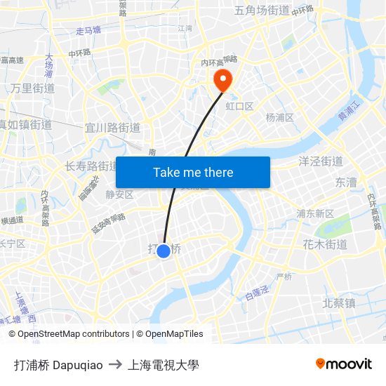 打浦桥 Dapuqiao to 上海電視大學 map