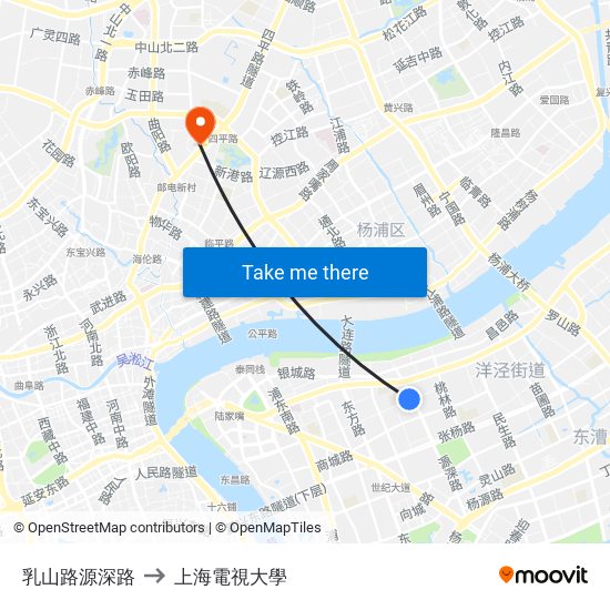 乳山路源深路 to 上海電視大學 map