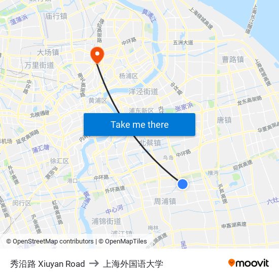 秀沿路 Xiuyan Road to 上海外国语大学 map