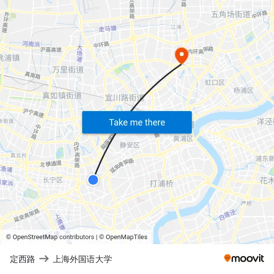 定西路 to 上海外国语大学 map