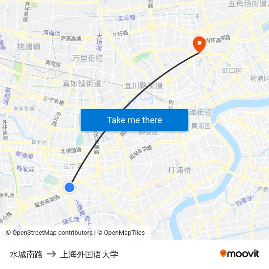 水城南路 to 上海外国语大学 map