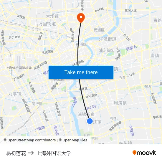 易初莲花 to 上海外国语大学 map