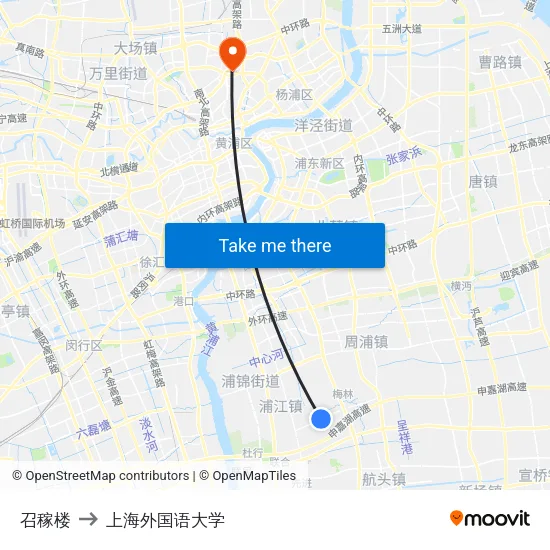 召稼楼 to 上海外国语大学 map