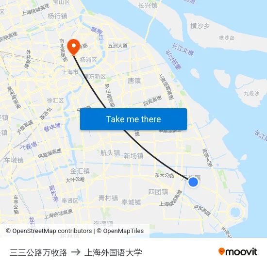 三三公路万牧路 to 上海外国语大学 map