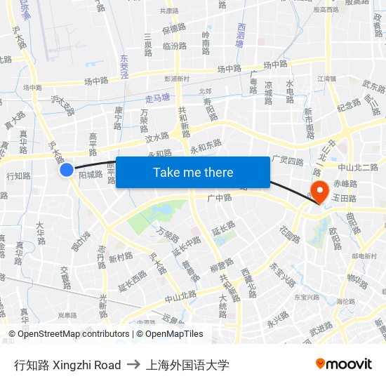 行知路 Xingzhi Road to 上海外国语大学 map