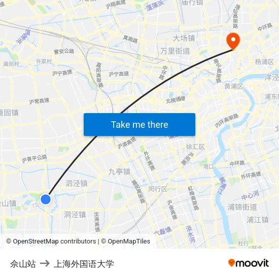 佘山站 to 上海外国语大学 map
