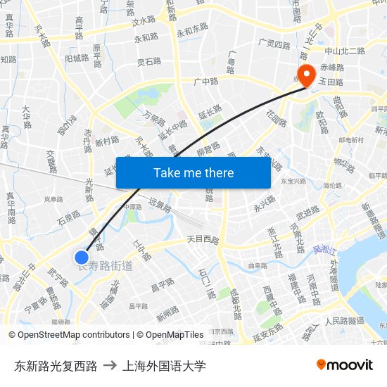 东新路光复西路 to 上海外国语大学 map