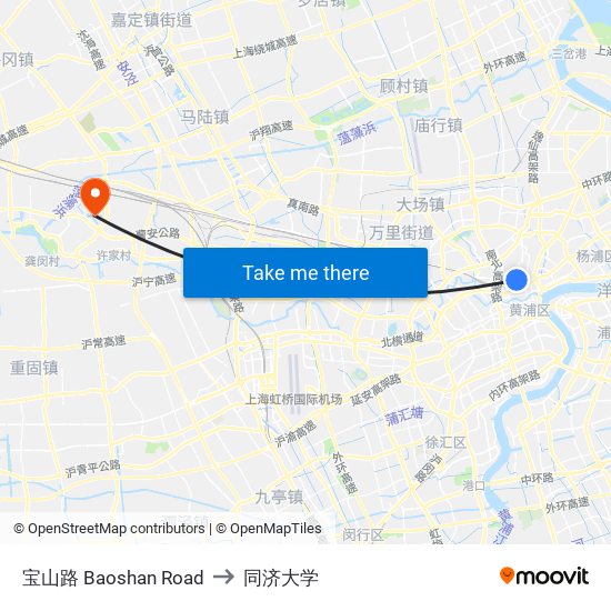 宝山路 Baoshan Road to 同济大学 map