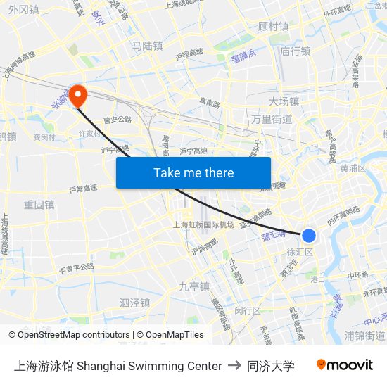 上海游泳馆 Shanghai Swimming Center to 同济大学 map