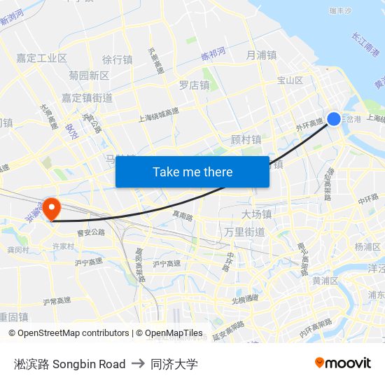 淞滨路 Songbin Road to 同济大学 map