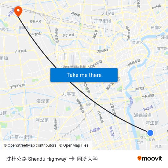 沈杜公路 Shendu Highway to 同济大学 map