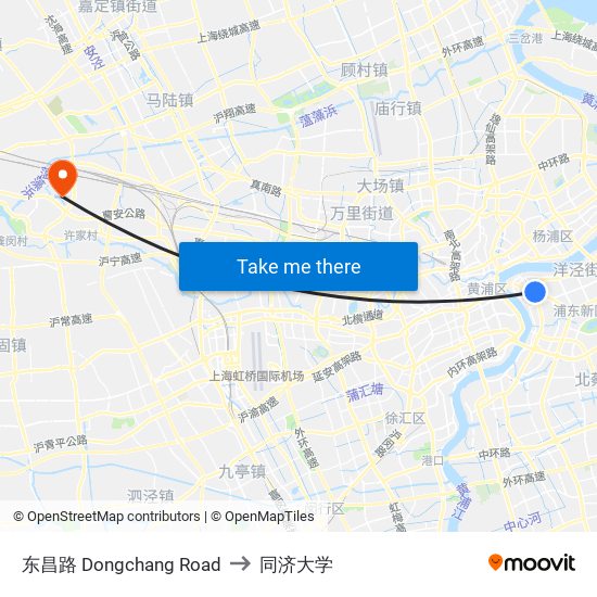 东昌路 Dongchang Road to 同济大学 map