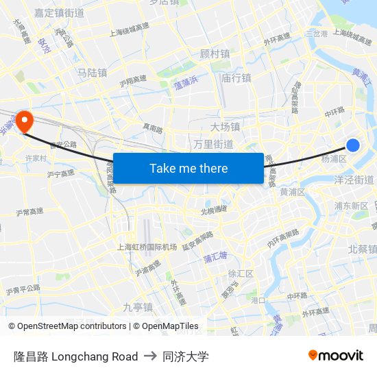 隆昌路 Longchang Road to 同济大学 map