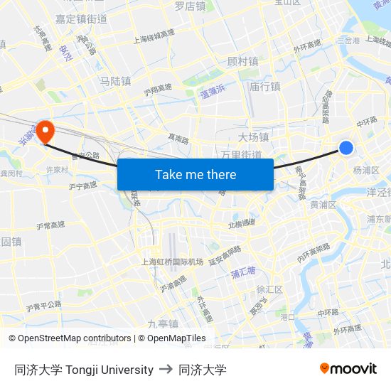 同济大学 Tongji University to 同济大学 map