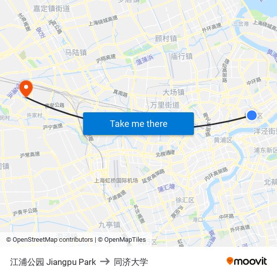 江浦公园 Jiangpu Park to 同济大学 map