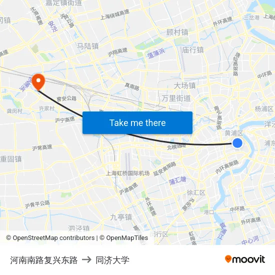 河南南路复兴东路 to 同济大学 map