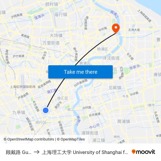 顾戴路 Gudai Road to 上海理工大学 University of Shanghai for Science and Technology map