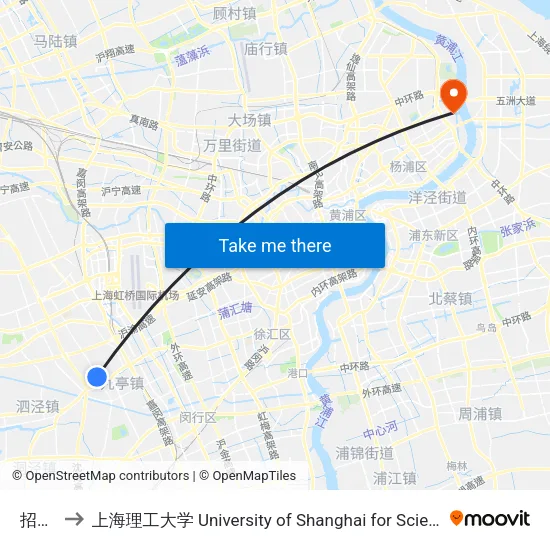招呼站 to 上海理工大学 University of Shanghai for Science and Technology map
