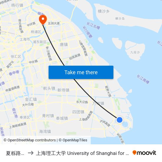 夏栎路铃兰路 to 上海理工大学 University of Shanghai for Science and Technology map