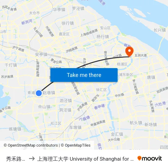 秀禾路汇金路 to 上海理工大学 University of Shanghai for Science and Technology map