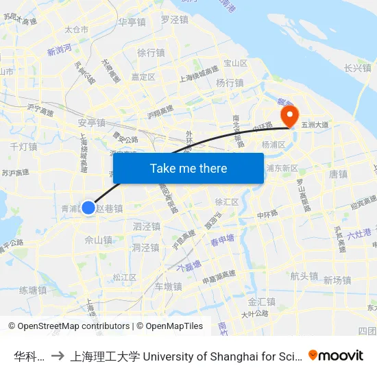 华科东路 to 上海理工大学 University of Shanghai for Science and Technology map