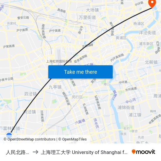 人民北路新松江路 to 上海理工大学 University of Shanghai for Science and Technology map