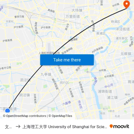 文汇路 to 上海理工大学 University of Shanghai for Science and Technology map