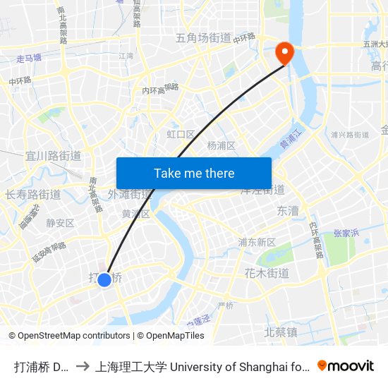 打浦桥 Dapuqiao to 上海理工大学 University of Shanghai for Science and Technology map