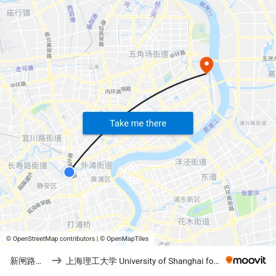 新闸路成都北路 to 上海理工大学 University of Shanghai for Science and Technology map