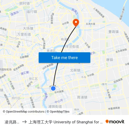 凌兆路济阳路 to 上海理工大学 University of Shanghai for Science and Technology map