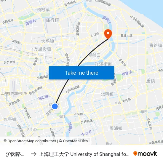 沪闵路冠生园路 to 上海理工大学 University of Shanghai for Science and Technology map