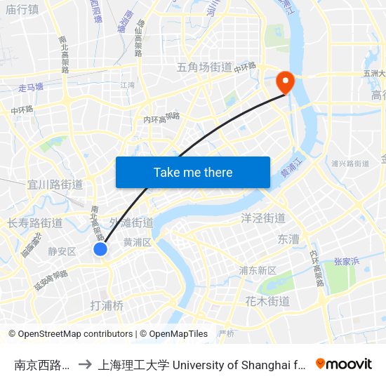 南京西路成都北路 to 上海理工大学 University of Shanghai for Science and Technology map