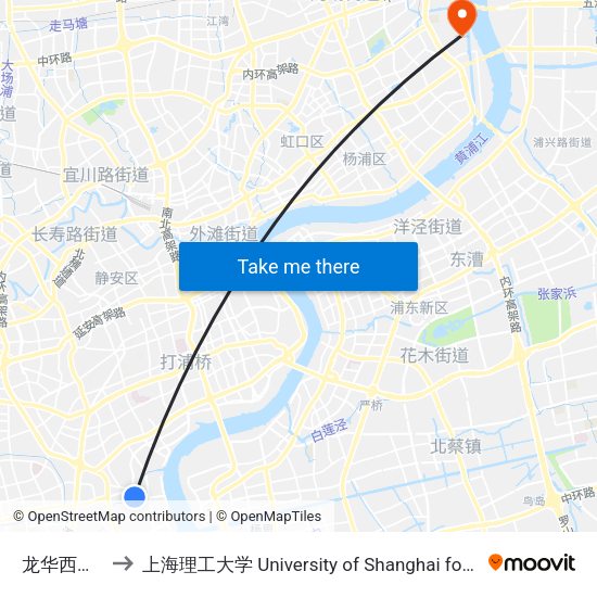 龙华西路龙恒路 to 上海理工大学 University of Shanghai for Science and Technology map
