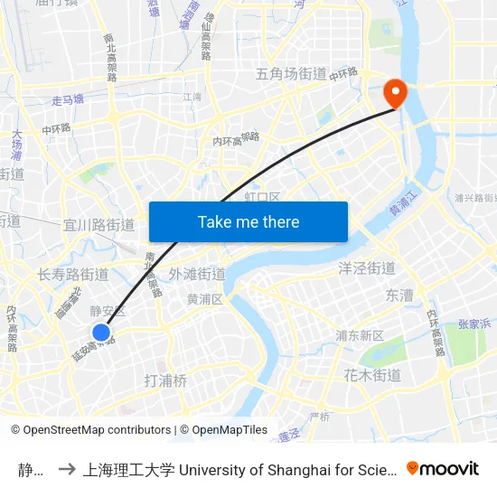 静安寺 to 上海理工大学 University of Shanghai for Science and Technology map