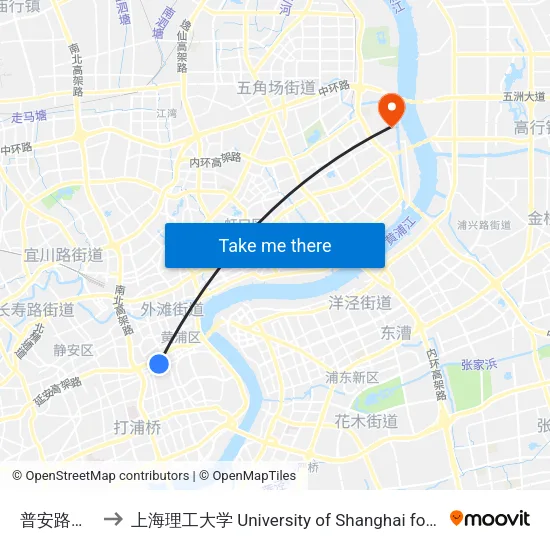 普安路延安东路 to 上海理工大学 University of Shanghai for Science and Technology map