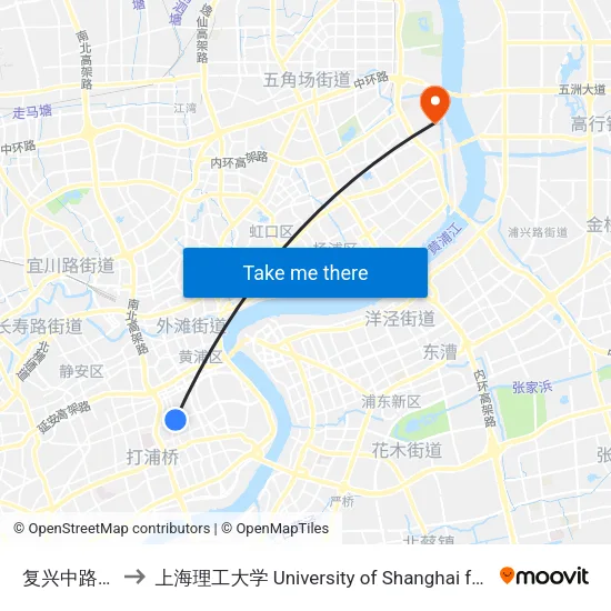复兴中路黄陂南路 to 上海理工大学 University of Shanghai for Science and Technology map