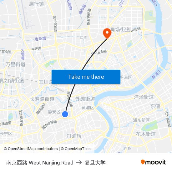 南京西路  West Nanjing Road to 复旦大学 map