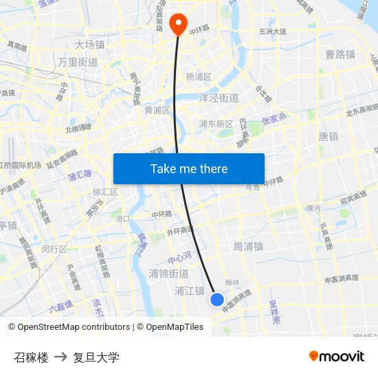 召稼楼 to 复旦大学 map