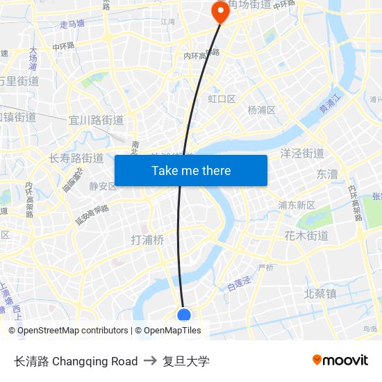 长清路 Changqing Road to 复旦大学 map