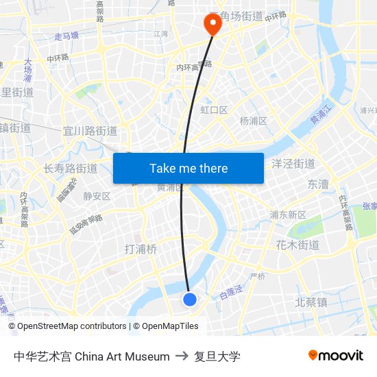 中华艺术宫 China Art Museum to 复旦大学 map