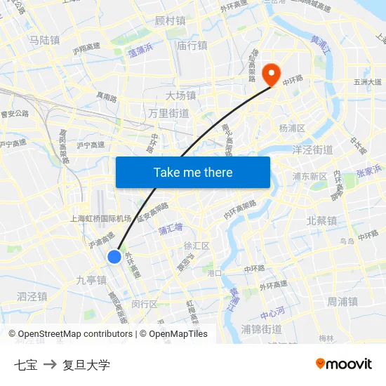 七宝 to 复旦大学 map