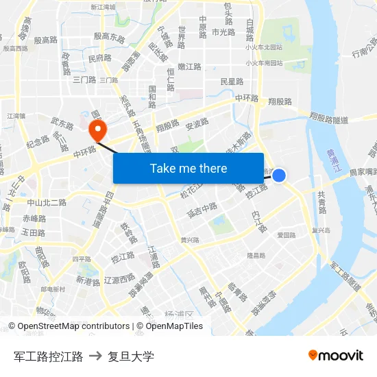 军工路控江路 to 复旦大学 map